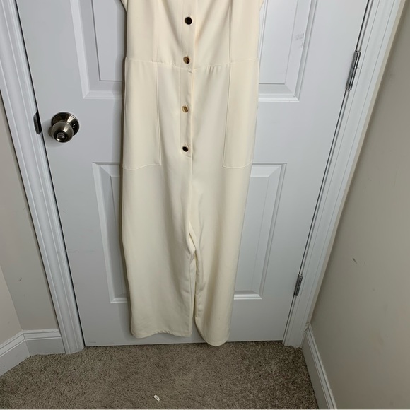 Zara white belted jumpsuit size medium minimalist vacation summer - Picture 5 of 10